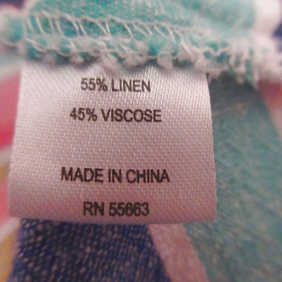 Cynthia Linen Blend Tunic Top Size L Rainbow Stripe Asymmetrical Lagenlook Artsy - Picture 10 of 10